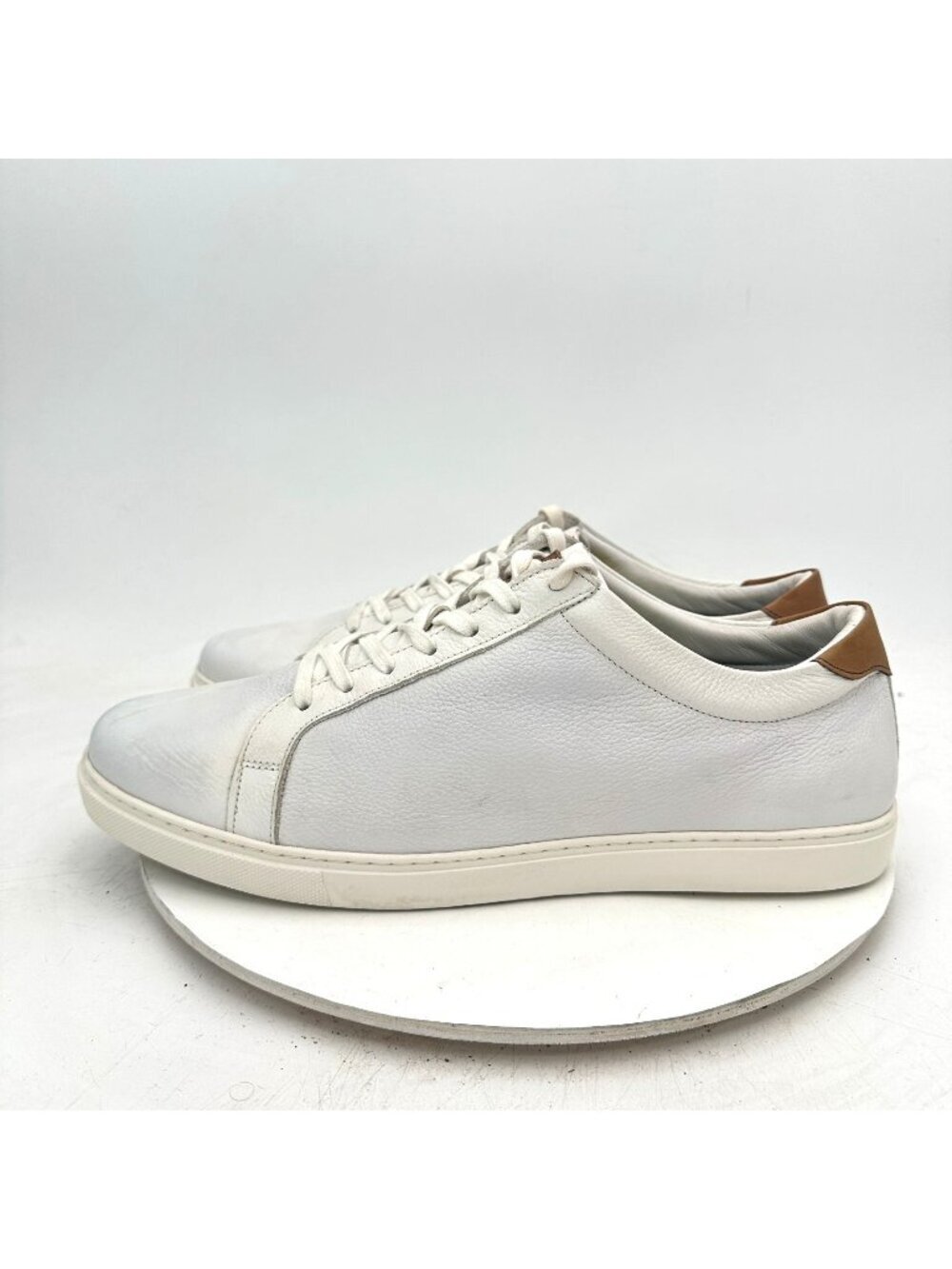 Allen Edmonds Courtside Men 13 3E White Leather Brown Accent Sneakers